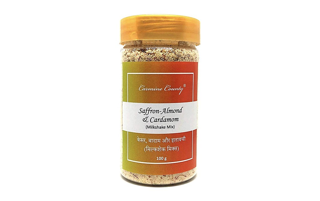 Carmine County Saffron-Almond & Cardamom (Milkshake Mix)   Plastic Jar  100 grams